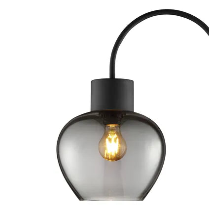 Lampadaire Brilliant Ligari – Noir – Verre Fumé – E27