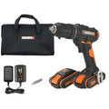 Delvotira | Perceuse-Visseuse à Percussion Worx WX370,1 - 20V - 2 Batteries Li-Ion 2,0Ah - Mandrin 13mm