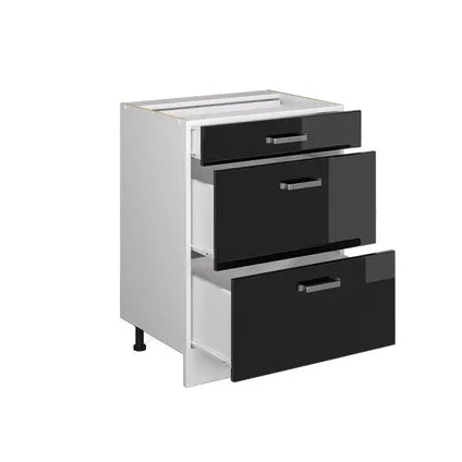 Meuble Bas De Cuisine Vicco – R-line 41149 – Noir Haute Brillance – 60x46x81.6 Cm