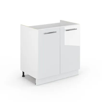 Delvotira | Meuble Bas Sous Évier - Vicco - Fame-line 33505 - Blanc Haute Brillance - 80x82x51.6cm