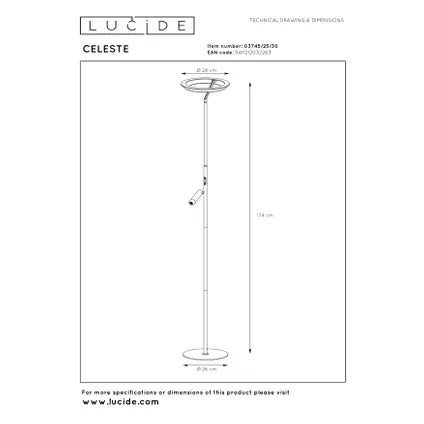 Lampadaire Lucide Celeste – Noir – Blanc Chaud – 21W