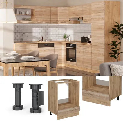 Meuble Bas Four Encastrable – Vicco – R-line – Sonoma Chêne Doré – 60x46x81.6cm