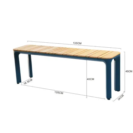 Banc de jardin Central Park Lorenzo Alu et Teck – 135x34x46cm – Aluminium Thermolaqué