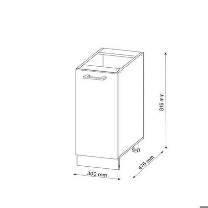 Meuble Bas Apothicaire Vicco R-line Anthracite Haute Brillance Blanc 30×81.6×46 Cm