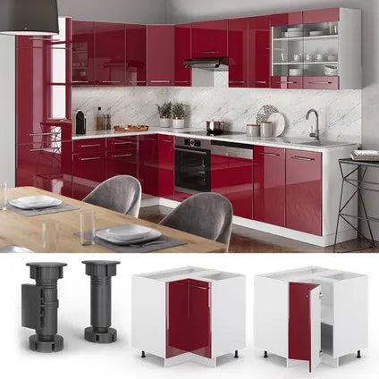 Meuble Bas D’angle – Vicco – Fame-line 34783 – Rouge Bordeaux Brillant – 80.5×51.6×82 Cm