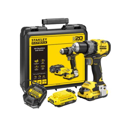 Delvotira | Perceuse-visseuse Stanley Fatmax V20 - 18V Brushless - (2x 2,0Ah)