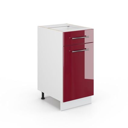 Delvotira | Meuble Bas Cuisine - Vicco - Fame-line 34771 - Rouge Bordeaux Blanc - 40x82x51.6 Cm