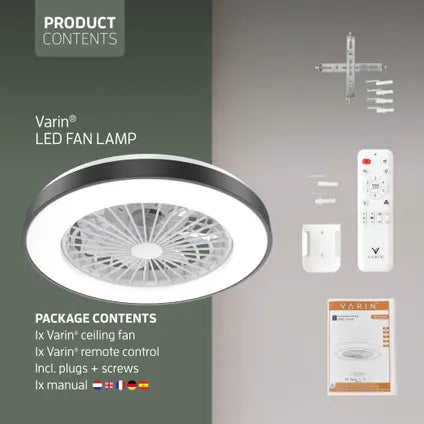 Ventilateur Plafond Avec Lumiere – Varin – Noir/blanc – Diam. 50 Cm – Tuya Wi-fi, Silencieux