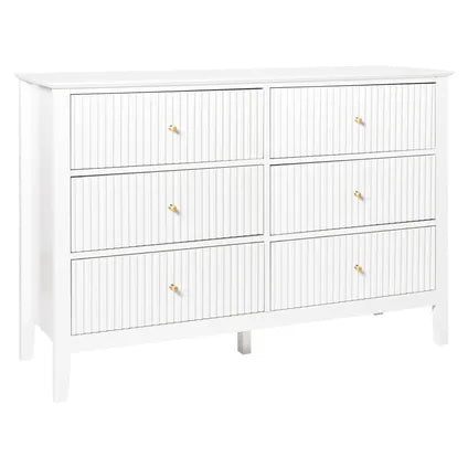 Delvotira | Commode À 6 Tiroirs Beliani Assisi Blanc Doré 40x120x80 Cm