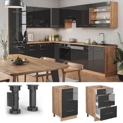 Meuble Bas Cuisine Vicco – Fame-line 38359 – Anthracite/chêne Doré – 50x82x51.6 Cm