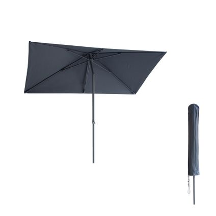 Delvotira | Parasol Kopu Leon Rectangle 150x250 Cm - Parasol De Balcon Avec Housse - Gris