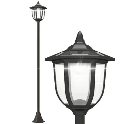 Delvotira | Lampadaire Solaire De Jardin Collahausse - 6 Led - Noir - Diam.26,5x177cm - Batterie Rechargeable 6 - 8h