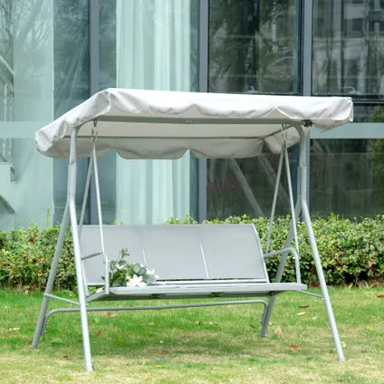 Banc Suspendu 3 Places 4goodz Hollywood Avec Pare-soleil Réglable – Gris Clair