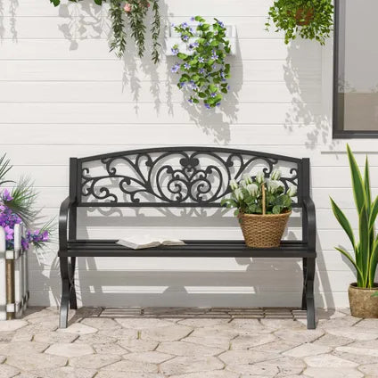 Banc De Jardin Collahausse – Acier Fonte Noir – 127x60x85 Cm – 3 Places 240 Kg