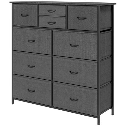 Delvotira | Commode 4goodz À 10 Tiroirs En Tissu - Structure En Métal - Noire