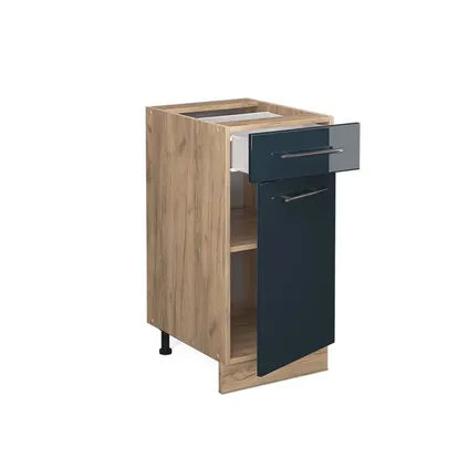 Delvotira | Meuble Bas De Cuisine - Vicco - Fame-line 48840 - Bleu Foncé/chêne Doré - 40x82x51.6cm