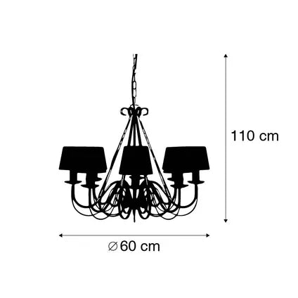 Lustre Crème 60 Cm Avec Abat-jour Taupe – Giuseppe 8