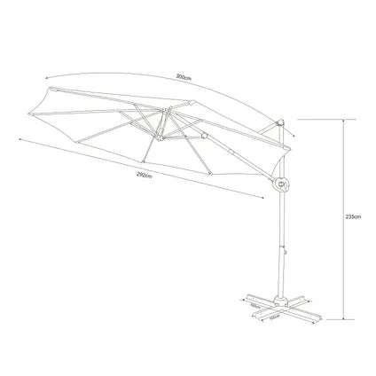 Parasol Déporté Axi Solea Rond Diam. 300 Cm – Aspect Bois/gris.
