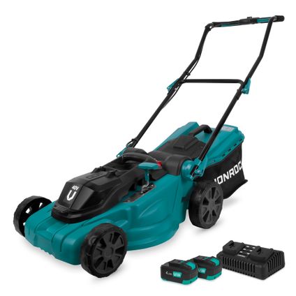 Delvotira | Tondeuse À Gazon 40v Vonroc – Largeur De Coupe 38 Cm – Réglage Central De La Hauteur – 2 Batteries 4.0ah Et Un Chargeur