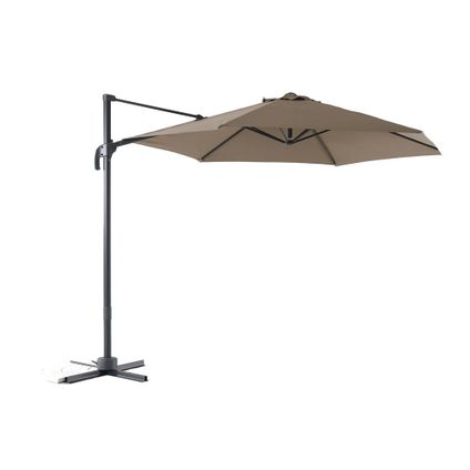 Delvotira | Parasol déporté Central Park Vive - D 290cm - Taupe - Rotatif à 360° 180g/m² Mât en aluminium