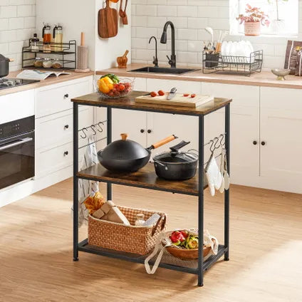Meuble De Cuisine - Leobert - Brun Rustique/noir Mat - 80 X 40 X 90 Cm
