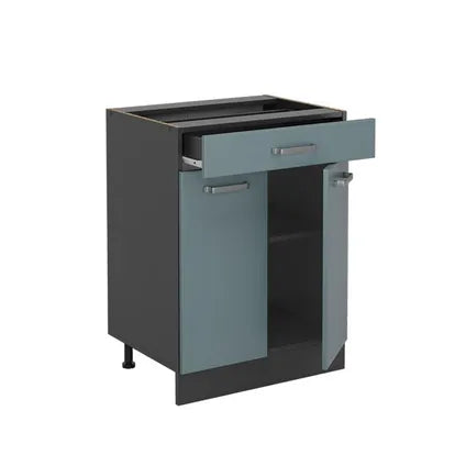 Delvotira | Meuble Bas De Cuisine - Vicco - R-line 41059 - Bleu-gris/anthracite - 60x46x81.6 Cm