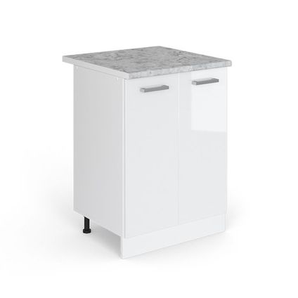 Delvotira | Meuble Bas De Cuisine 2 Portes - Vicco - R-line 29241 - Blanc Haute Brillance - 60x60x81.6 Cm