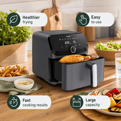 Tefal – Friteuse à Air Easy Fry Mega EY855B XXL – 7,5 Litres – Gris