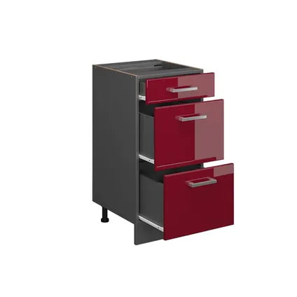 Meuble Bas De Cuisine À Tiroirs – Vicco – R-line – Rouge Brillant/anthracite – 40×81.6×60 Cm