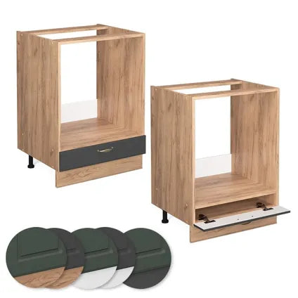 Meuble Bas Pour Four - Vicco - Fame-line 38353 - Anthracite-or Chêne Doré - 60x82x51.6 Cm