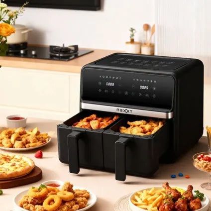 Nexxt Friteuse À Air Dual Basket 8 Litres Avec 2 Paniers Et Écran Tactile
