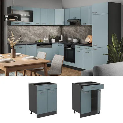 Meuble Bas De Cuisine – Vicco – R-line 41059 – Bleu-gris/anthracite – 60x46x81.6 Cm