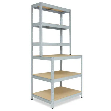 Delvotira | Étagère Rangement Établi Shelfplaza Pro 190x90x60 Cm En Galvanisé Avec 6 Étagères
