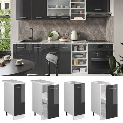 Meuble Bas Apothicaire Vicco R-line Anthracite Haute Brillance Blanc 30×81.6×46 Cm
