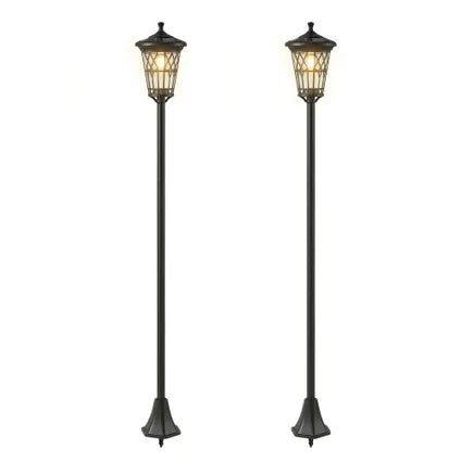Lampadaire Solaire Extérieur Collahausse – Acier Inoxydable Noir – 186 Cm – Hauteur Réglable