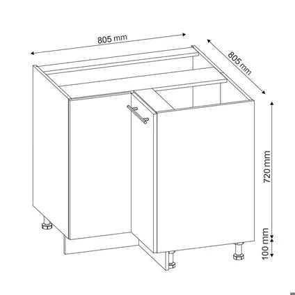 Meuble Bas D’angle – Vicco – Fame-line 34783 – Rouge Bordeaux Brillant – 80.5×51.6×82 Cm