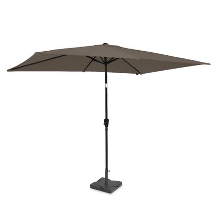 Delvotira | Parasol De Jardin Rectangulaire 200x300 Cm Taupe – Inclinable Avec Manivelle – Toile Upf 50+ – Avec Pied 20 Kg Et Housse