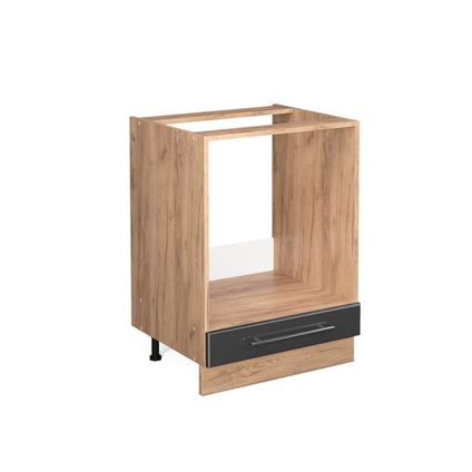 Delvotira | Meuble Bas Pour Four - Vicco - Fame-line 46604 - Anthracite Brillant/chêne Doré - 60x82x60 Cm