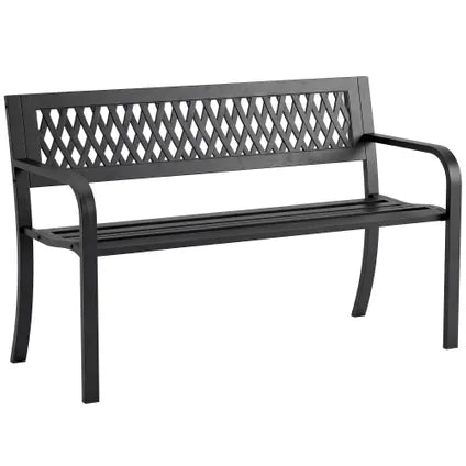 Delvotira | Banc De Jardin Collahausse - Acier Noir - 119x50x75 Cm - 2 Places Avec Accoudoirs