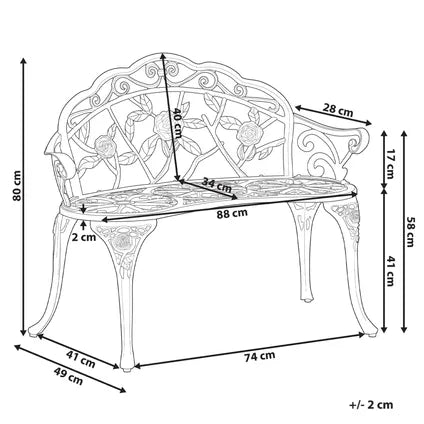 Banc De Jardin Beliani Piura Marron 49x88x80 Cm