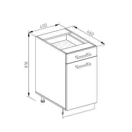 Meuble Bas De Cuisine – Vicco – R-line 39711 – Chêne Doré Anthracite – 40×81.6×46 Cm