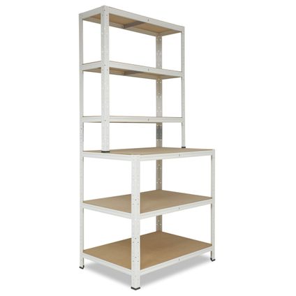 Delvotira | Étagère Rangement Établi Shelfplaza Home 190x80x60 Cm En Blanc Avec 6 Étagères