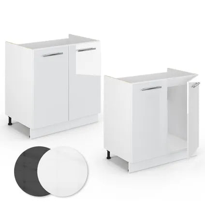 Meuble Bas Sous Évier - Vicco - Fame-line 33505 - Blanc Haute Brillance - 80x82x51.6cm