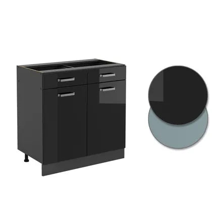 Meuble Bas De Cuisine Vicco R-line Noir Haute Brillance Anthracite 80x46x81,6cm
