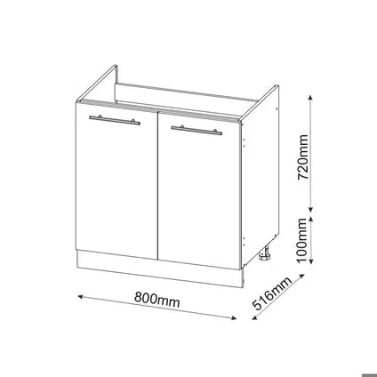 Meuble Bas Sous Évier - Vicco - Fame-line 33505 - Blanc Haute Brillance - 80x82x51.6cm