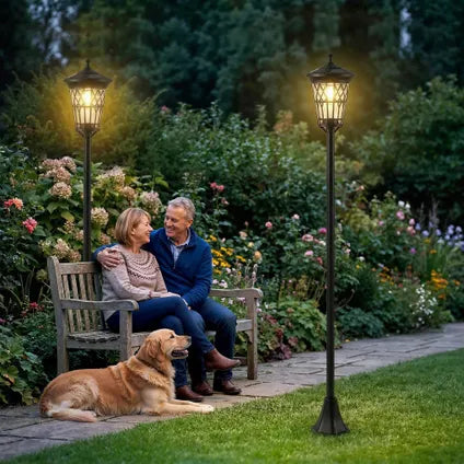 Lampadaire Solaire De Jardin Collahausse – Acier Inoxydable – 186 Cm – Lot De 2