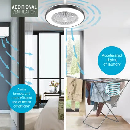 Ventilateur Plafond Avec Lumiere – Varin – Noir/blanc – Diam. 50 Cm – Tuya Wi-fi, Silencieux