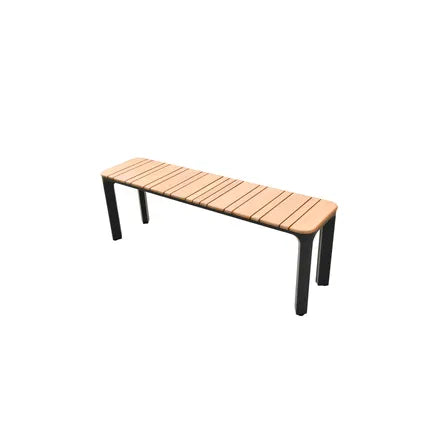 Delvotira | Banc de jardin Central Park Lorenzo Alu et Teck - 135x34x46cm - Aluminium Thermolaqué