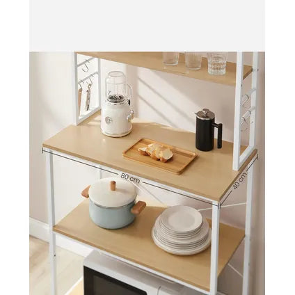 Meuble De Cuisine - Leobert - Chêne/blanc - 80 X 40 X 167 Cm