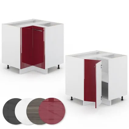 Meuble Bas D’angle – Vicco – Fame-line 34783 – Rouge Bordeaux Brillant – 80.5×51.6×82 Cm